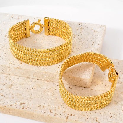 Dubai cobre link corrente pulseiras para unisex 18k banhado a ouro pulseira miami curb punk clássico mão jóias festa presente