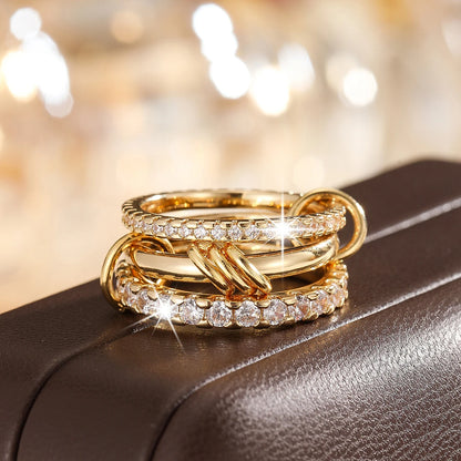 Elegant Two-Tone Copper Stackable Rings for Women