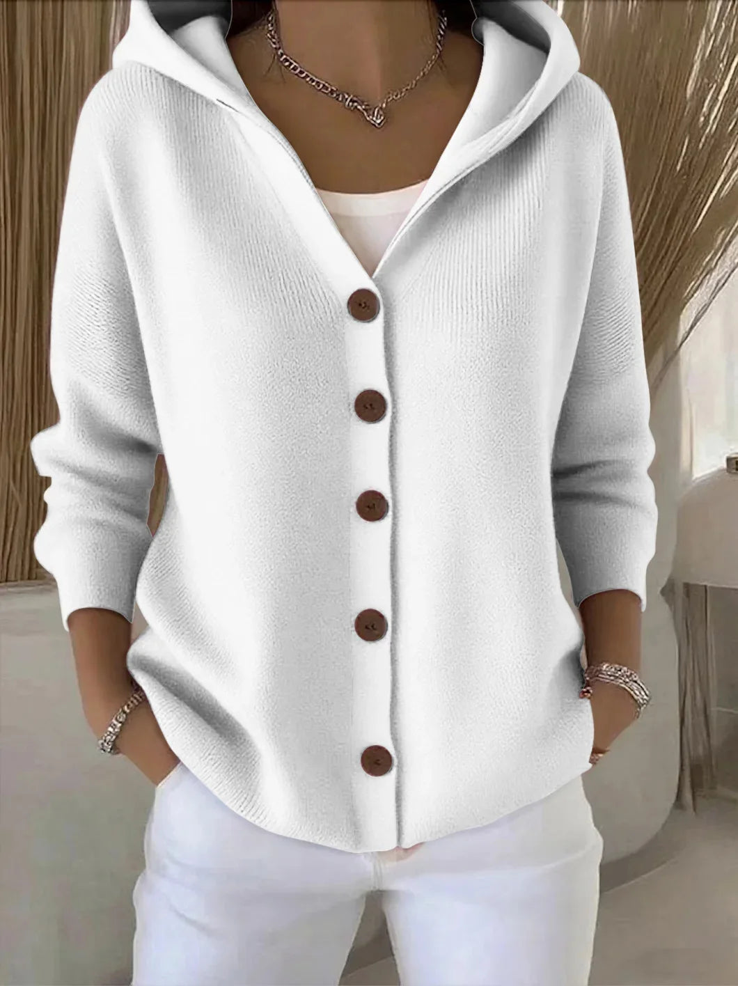 Chic Knit Hooded Cardigan for Women - Fall/Winter Essential