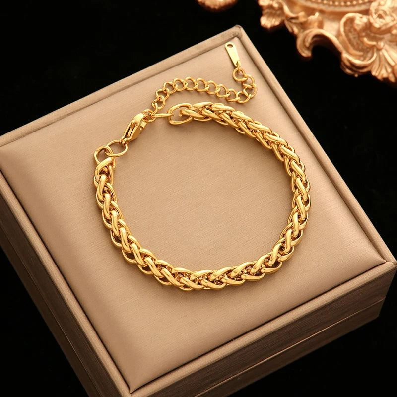 EILIECK Gold-Plated Stainless Steel Twisted Bracelet