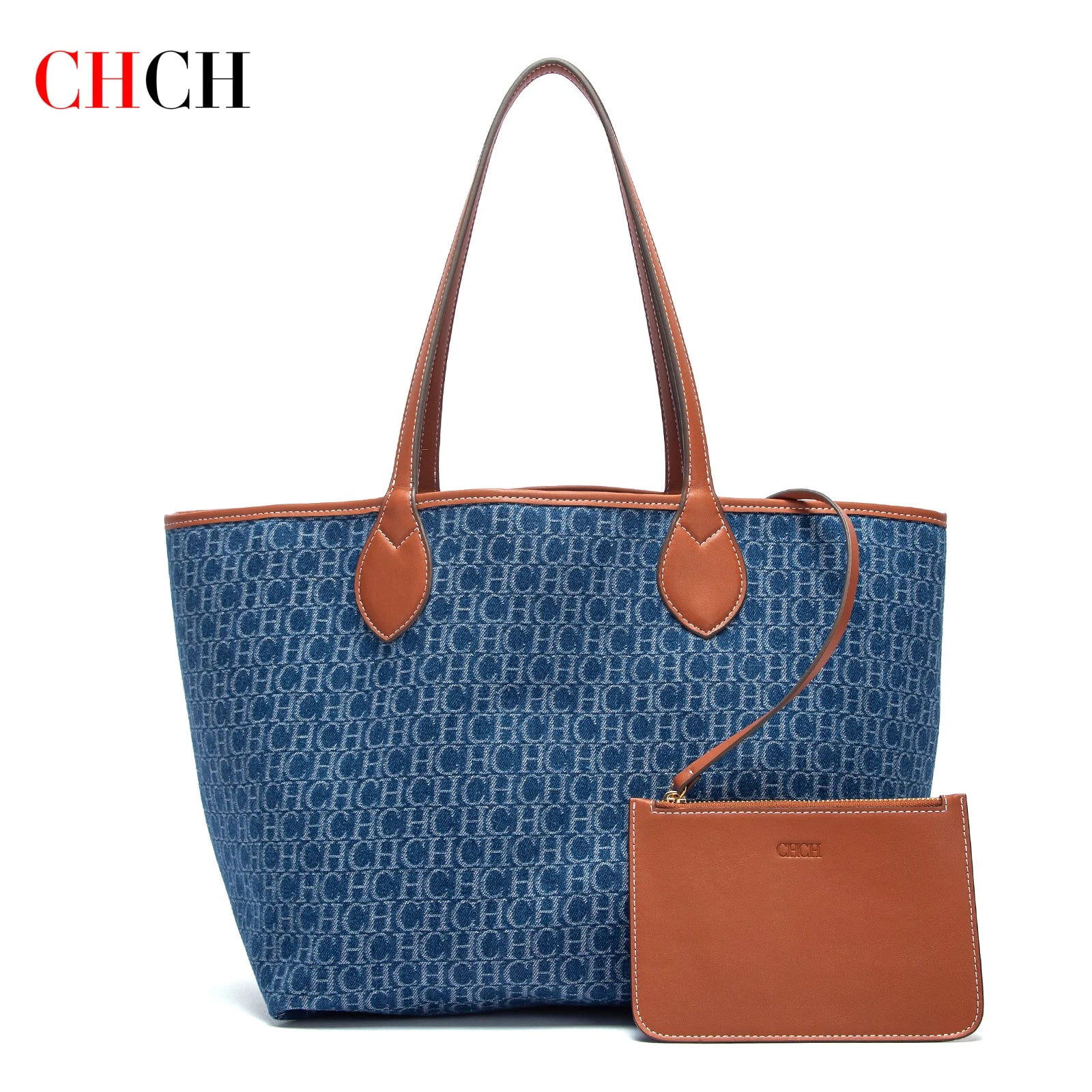 Chch bolsa tote feminina nova simples dupla face disponível mãe e criança grande capacidade bolsa casual sacola de compras