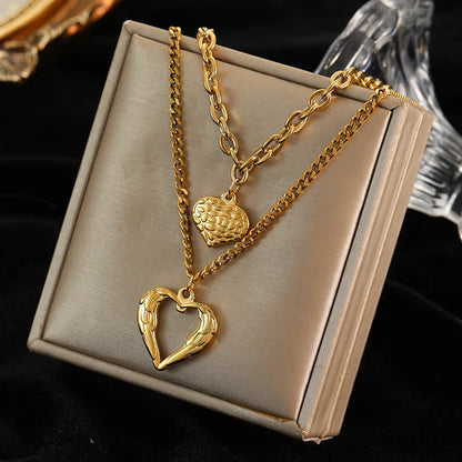 Eilieck 18k Gold Heart Pendant Necklace for Women