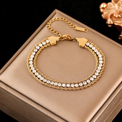 EILIECK Gold-Plated Stainless Steel Twisted Bracelet