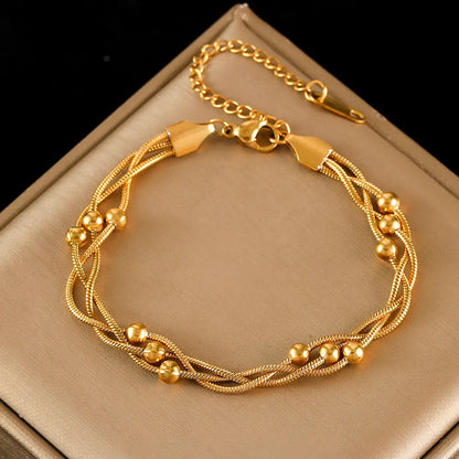 Eilieck Gold-Plated Stainless Steel Charm Bracelet