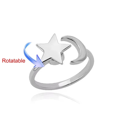Sun Opal Rotating Adjustable Ring - Stainless Steel Elegance